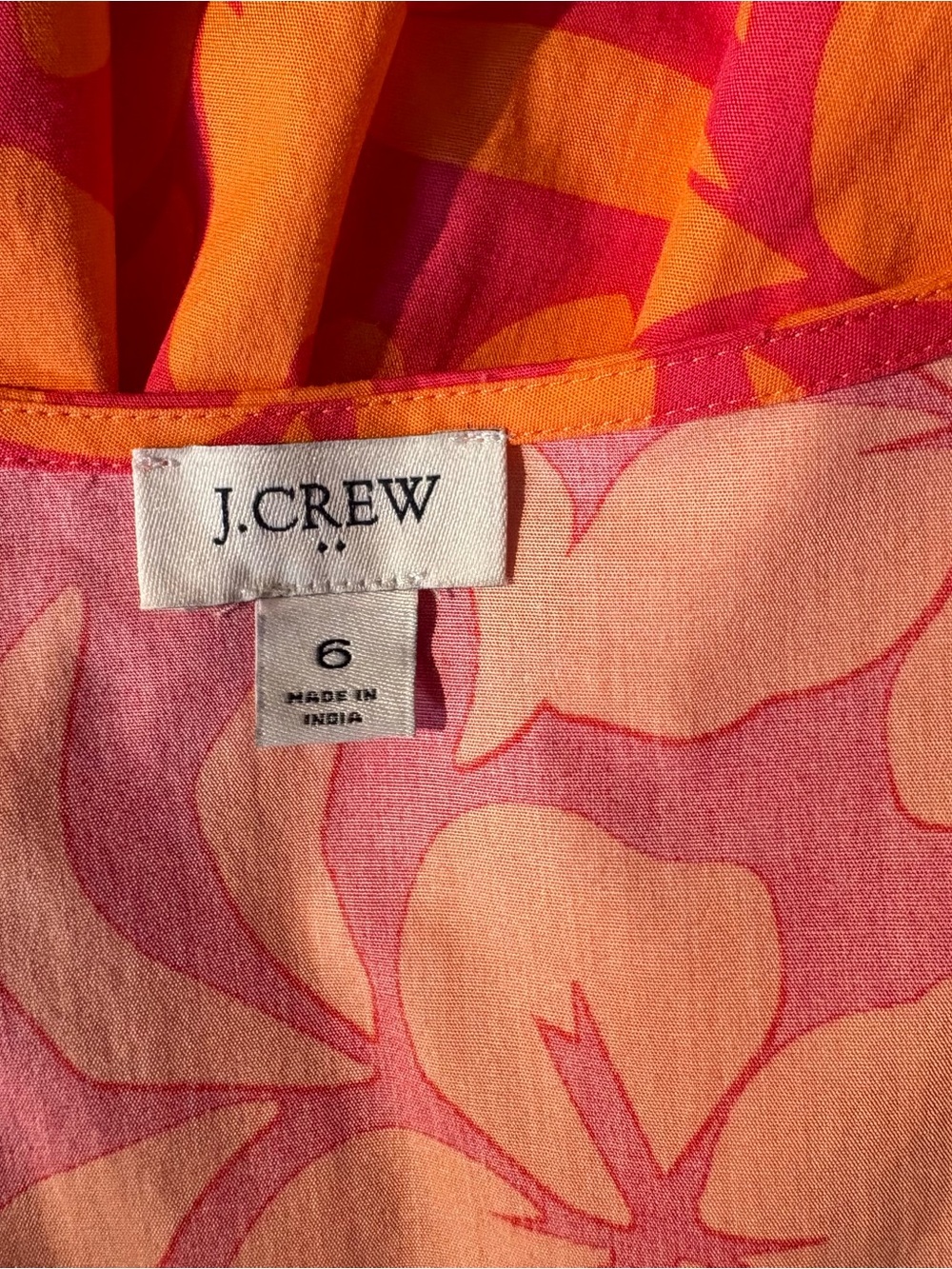 J. Crew Boho Floral Tiered Midi Dress Orange Pink Puff Sleeve 6 - Picture 10 of 10